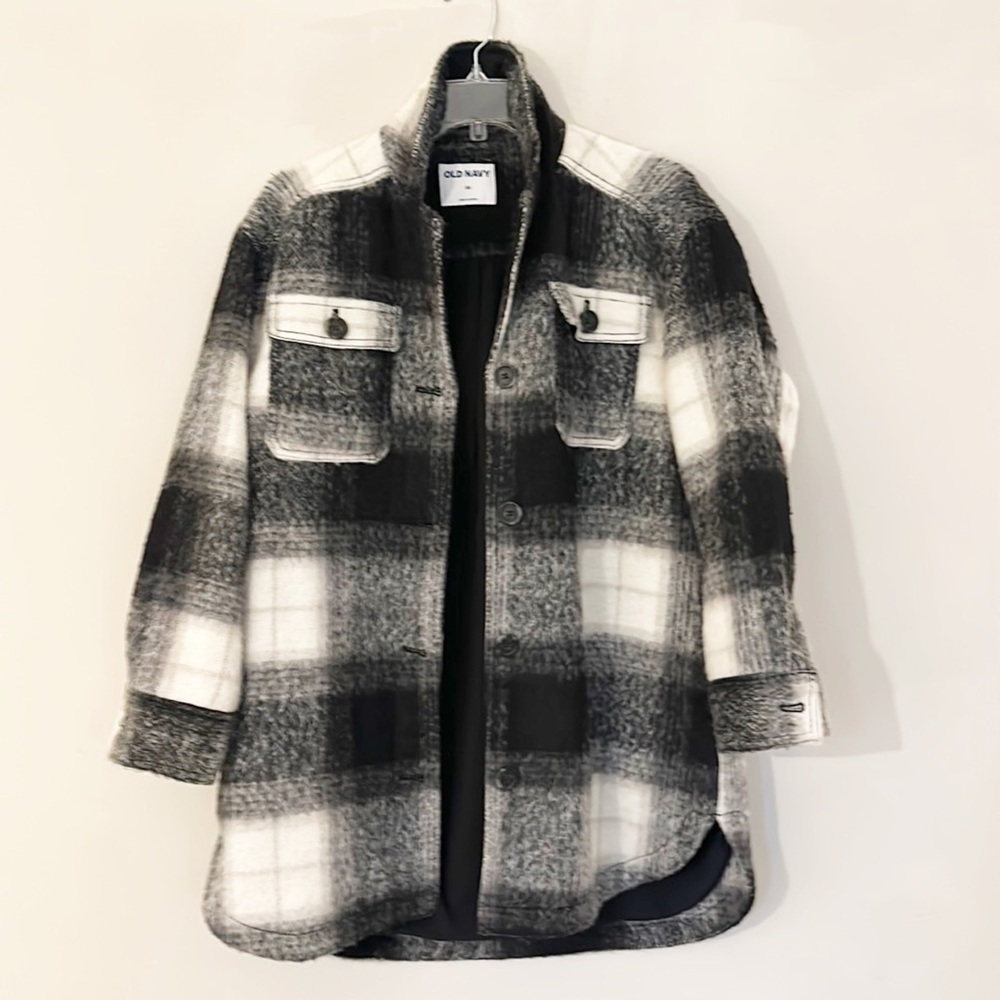 Old Navy Plaid Wool Button Down Pockets Shacket W… - image 2